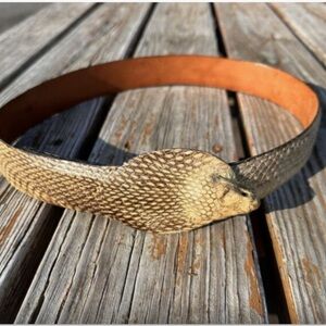 Vintage authentic real cobra snakeskin belt with head